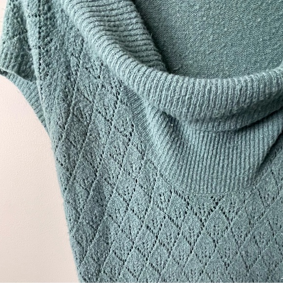 Long Greenish Blue Cowl Neck Sweater / Size M - Picture 4 of 6